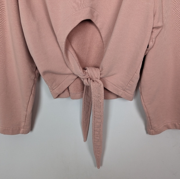 VARLEY L Light Pink Weymouth Tie Open Back Crewneck Pullover Sweater Terry Knit - Picture 13 of 16